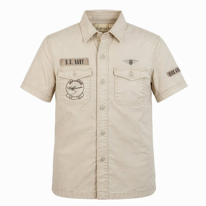 Top Gun Military Instructor short sleeve shirt in stone
