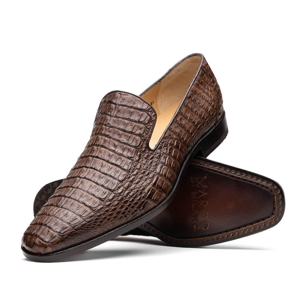 Marco Di Milano Trento Brown All Over Crocodile Dress Shoes