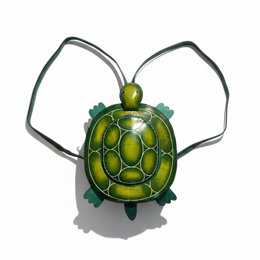 Kashani Handcrafted Leather Forest Green Turtle Backpack