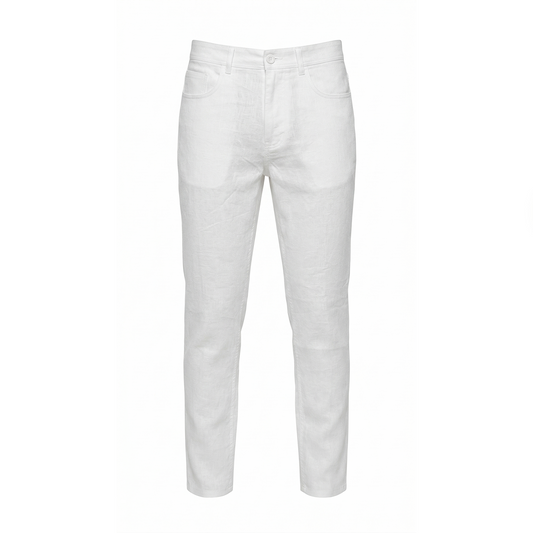Prestige White High End Linen Pants