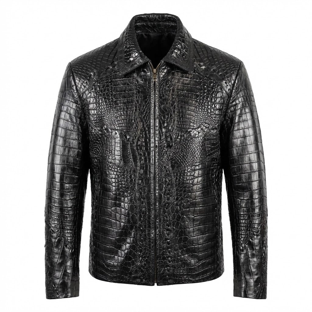 Kashani Black Full All Over Alligator Jacket