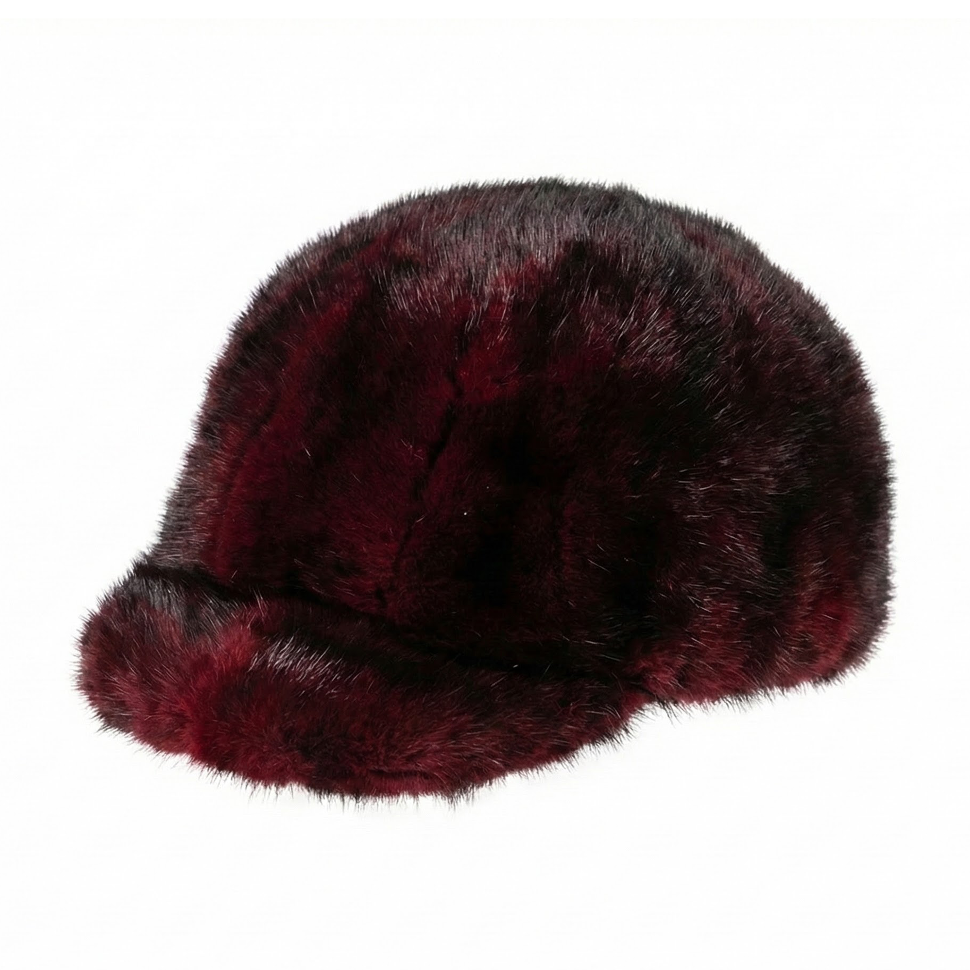 Burgundy Mink Fur Riding Hat