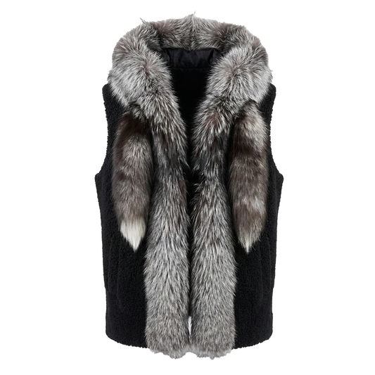 Jakewood Shearling Silver Fox Tail Vest