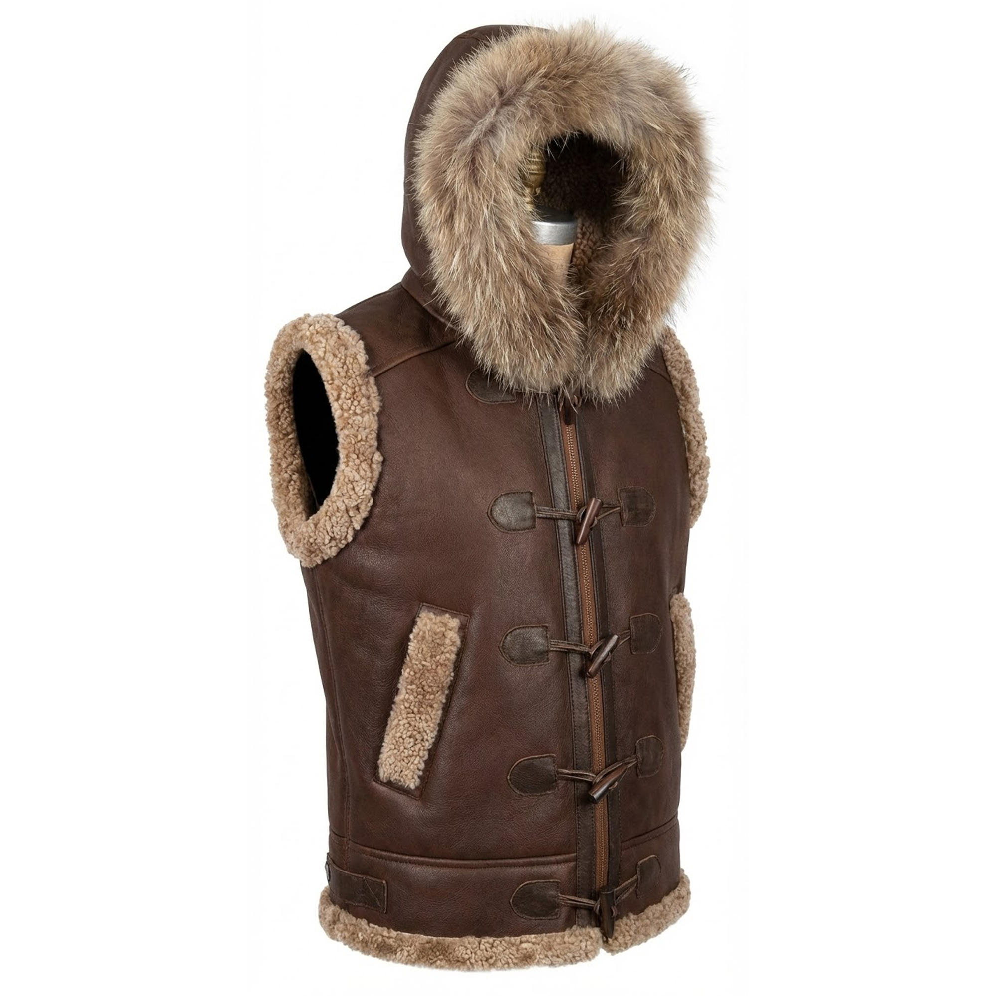 Jakewood - 5600 Shearling Vest With Fox Collar