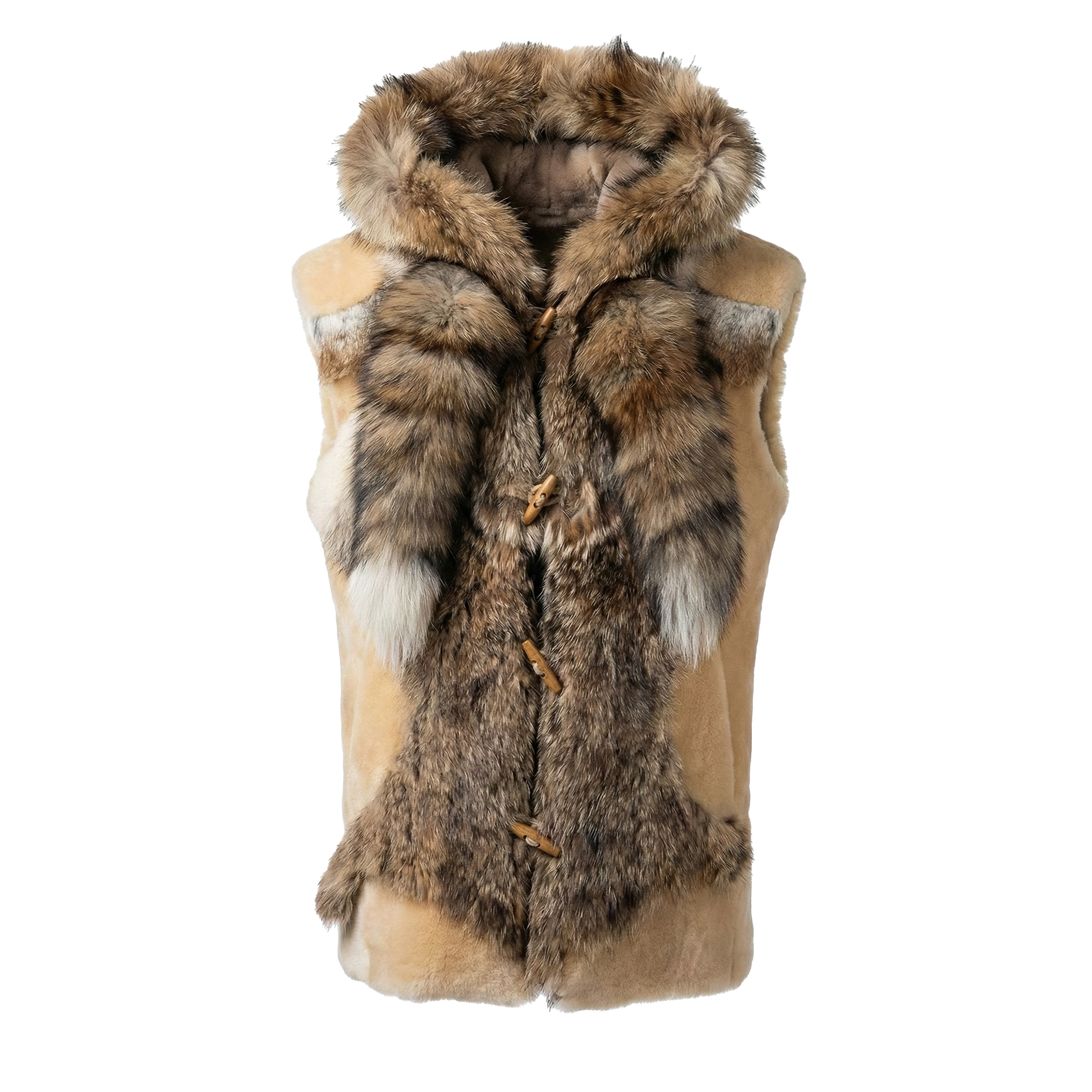 Jakewood Men's Natural Fox Tail Shearling Vest