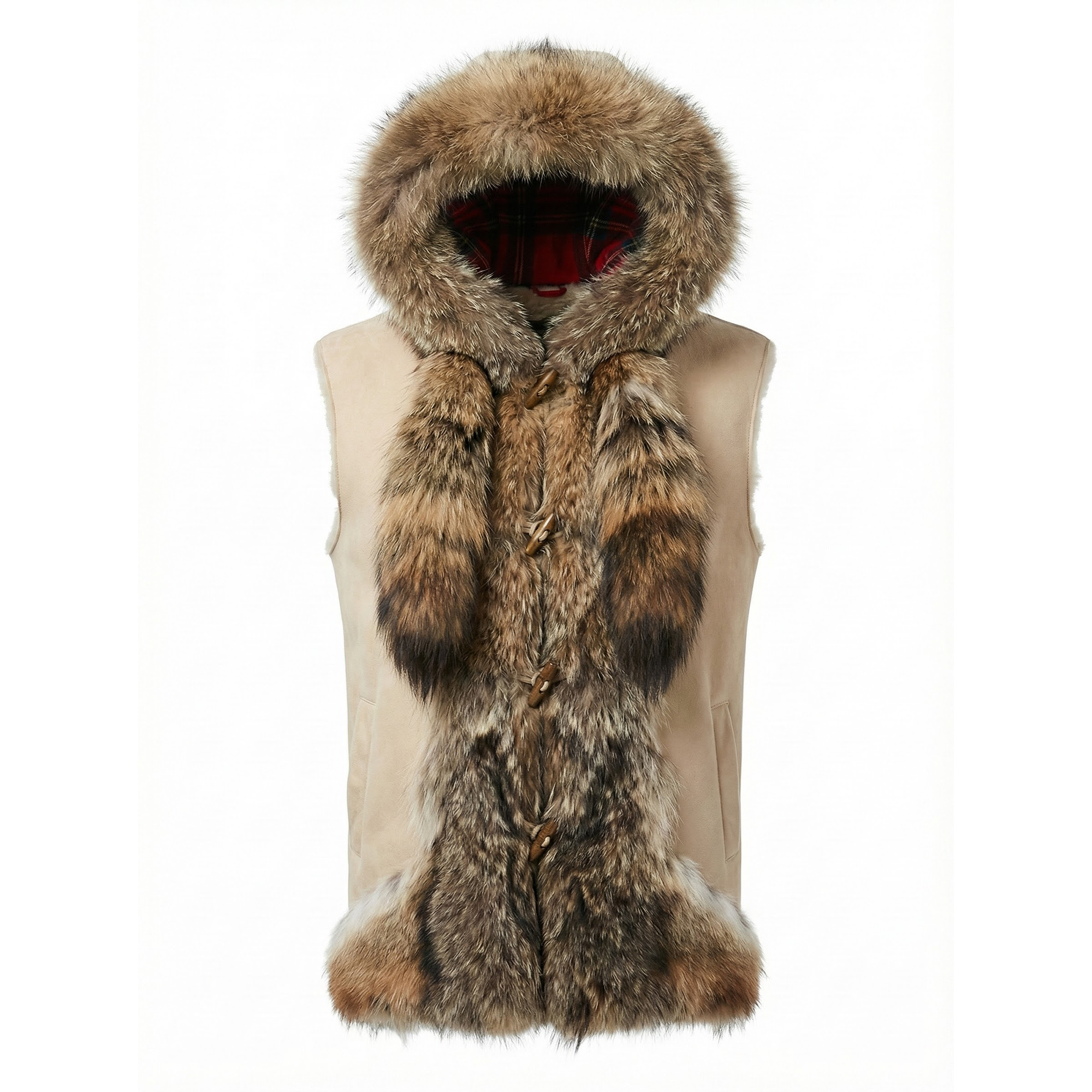 Jakewood Men's Plush Fox Tail Shearling Vest