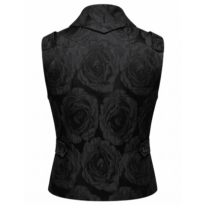 Angelino men's vest in black garden jacquard