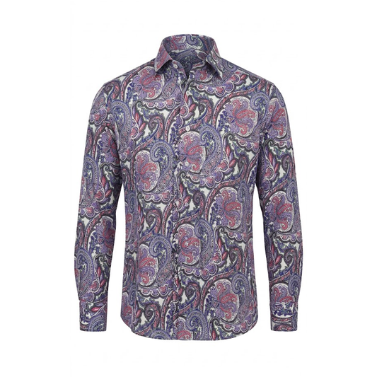 Leoni 496 Purple Paisley Button Up Shirt