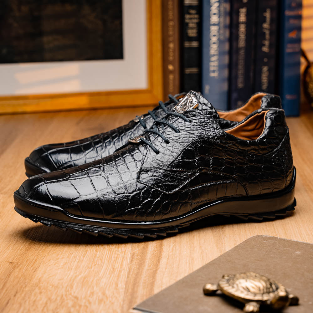 Marco Di Milano Vulcan Black Alligator Sneakers - Dudes Boutique