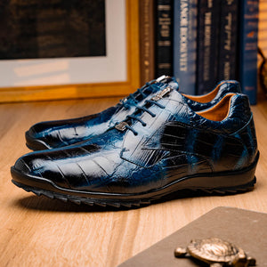 Marco Di Milano Vulcan Rustic Navy Alligator Sneakers - Dudes Boutique