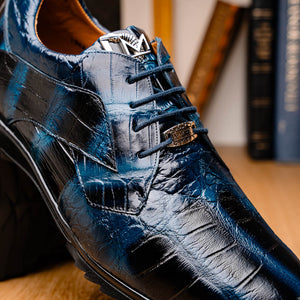 Marco Di Milano Vulcan Rustic Navy Alligator Sneakers - Dudes Boutique