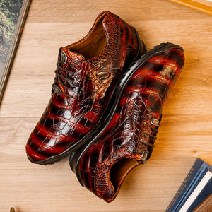 Marco Di Milano Vulcan Rustic Cognac Alligator Sneakers - Dudes Boutique