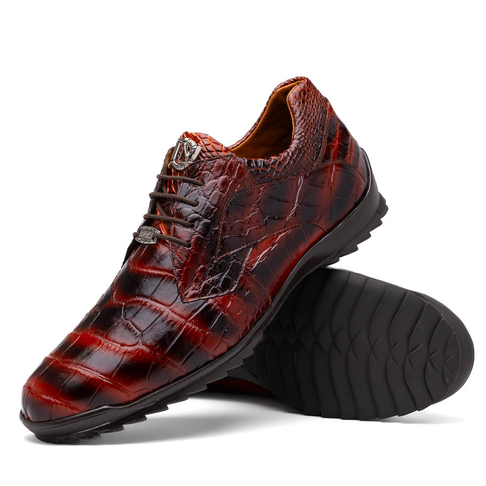 Marco Di Milano Vulcan Rustic Cognac Alligator Sneakers - Dudes Boutique