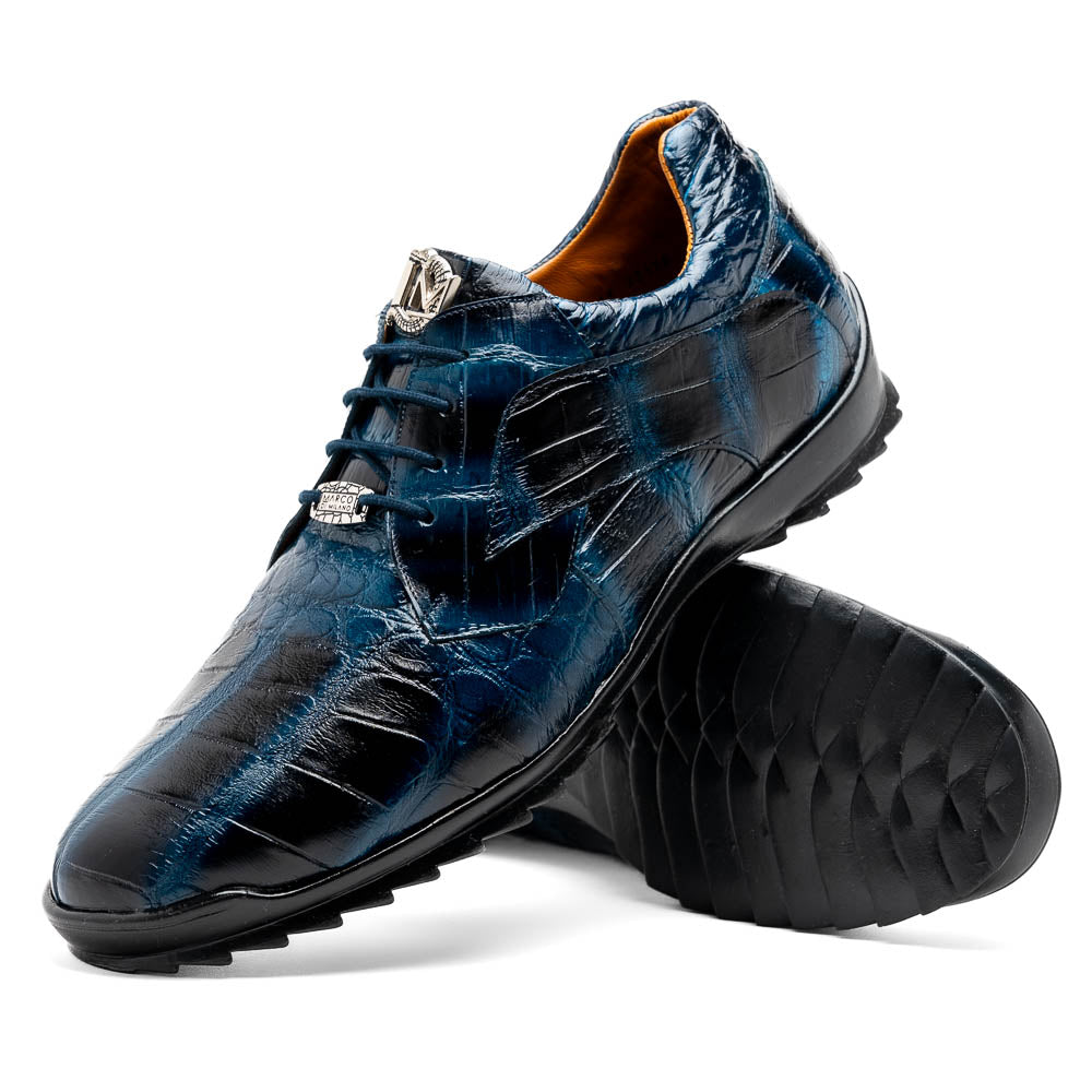 Marco Di Milano Vulcan Rustic Navy Alligator Sneakers - Dudes Boutique