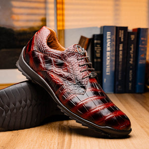 Marco Di Milano Vulcan Rustic Cognac Alligator Sneakers - Dudes Boutique