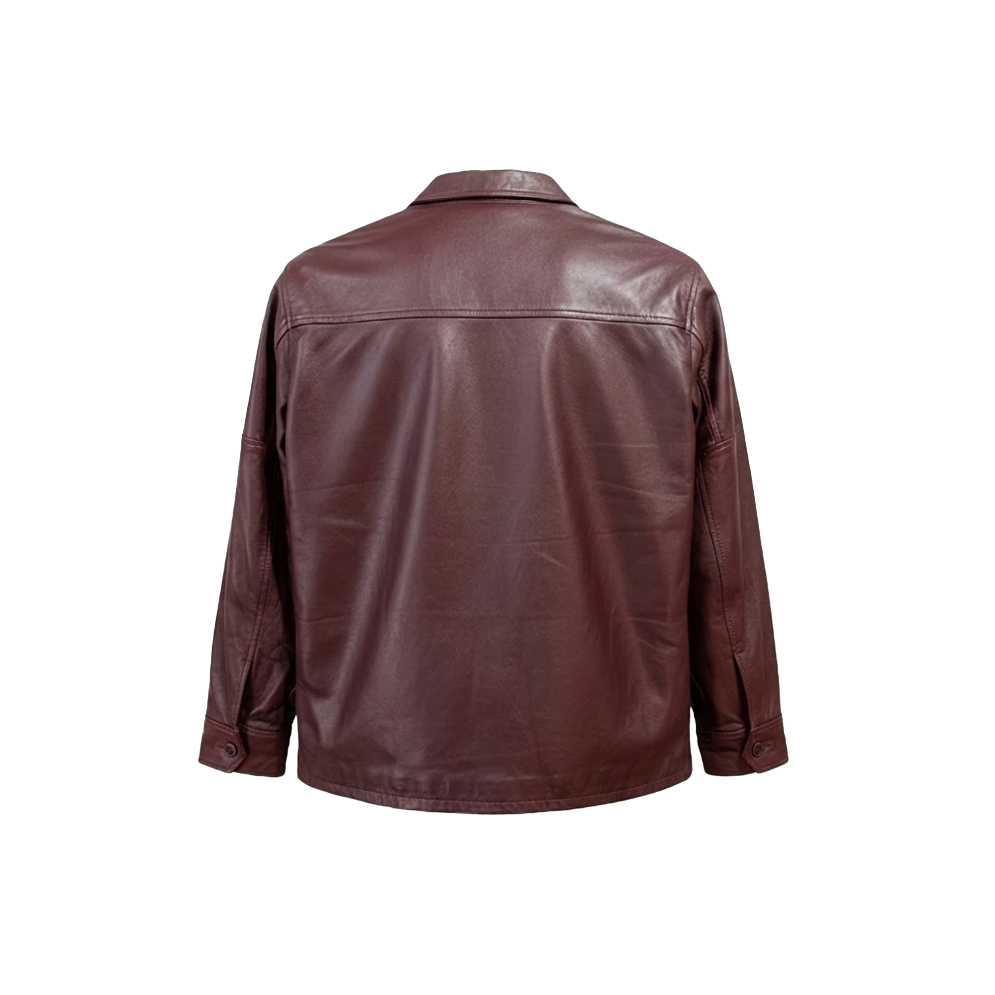 Kashani Men's Burgundy Lambskin Button-Up Shirt