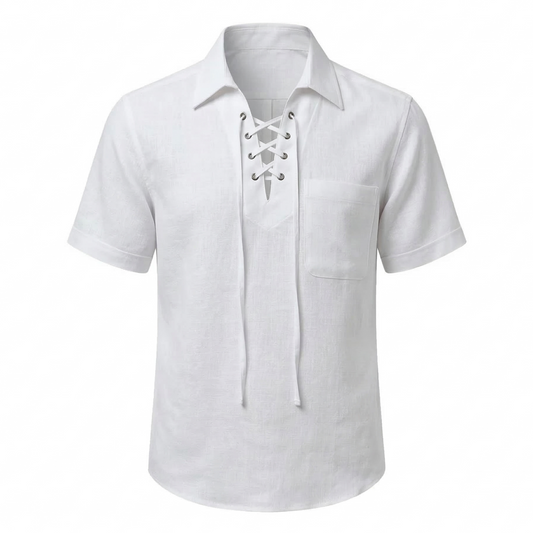 Inserch White Linen Lace-Up Shirt