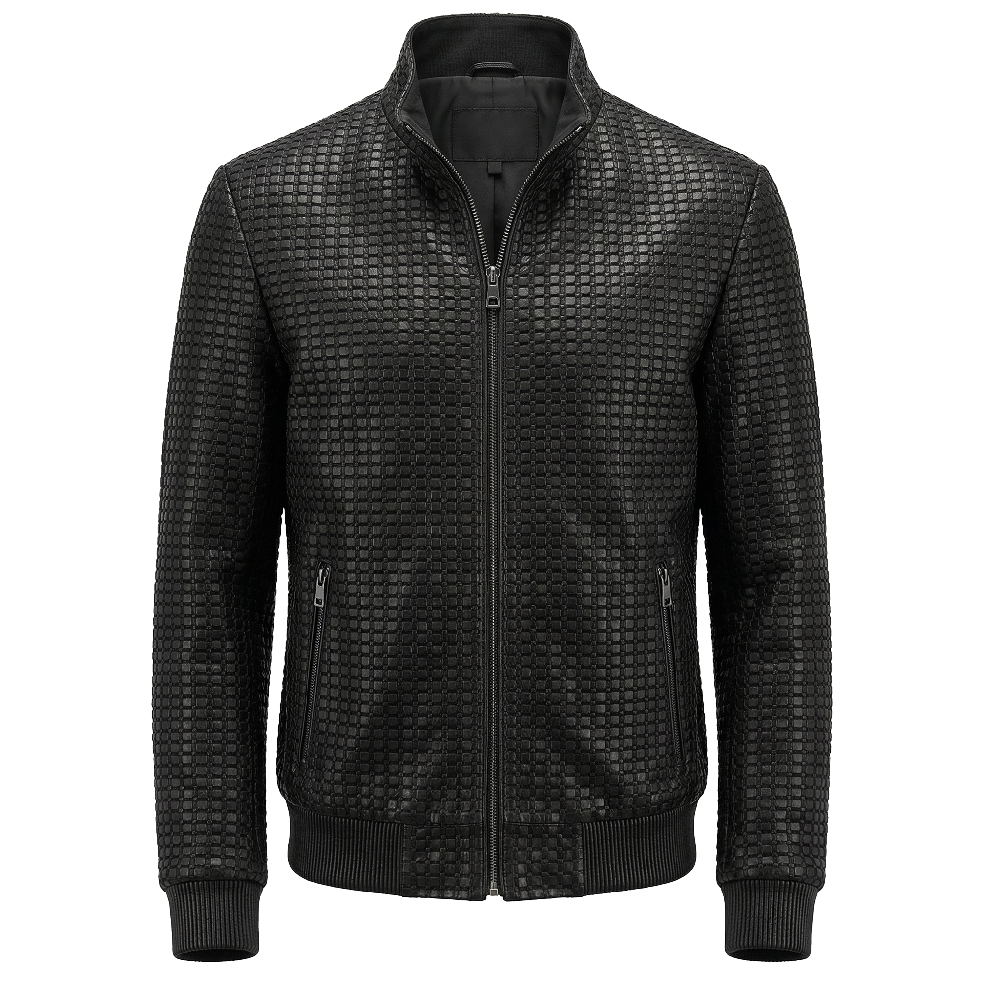 Kashani Black Handwoven Leather Jacket