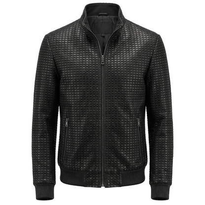 Kashani Black Handwoven Leather Jacket