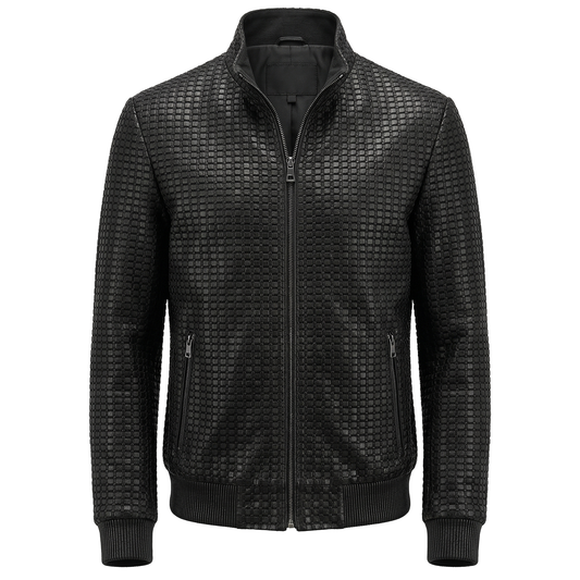 Kashani Black Handwoven Leather Jacket