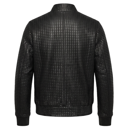 Kashani Black Handwoven Leather Jacket