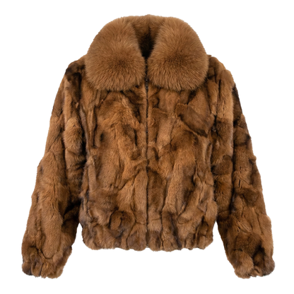 Kashani Men's Whisky Fox Fur  Bomber Coat