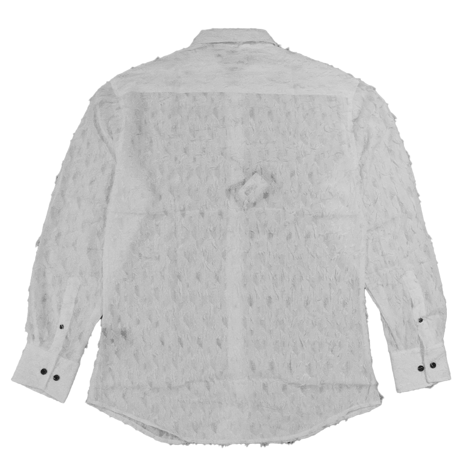 Bespoke Moda White See Through Feather Button Up Shirt - Dudes Boutique