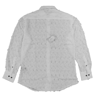 Bespoke Moda White See Through Feather Button Up Shirt - Dudes Boutique