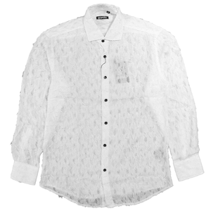 Bespoke Moda White See Through Feather Button Up Shirt - Dudes Boutique