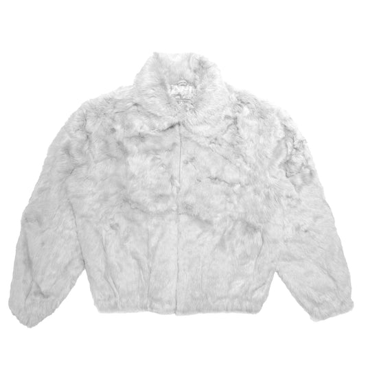 Kashani Men's White Rabbit Fur Hooded Bomber Jacket - Dudes Boutique