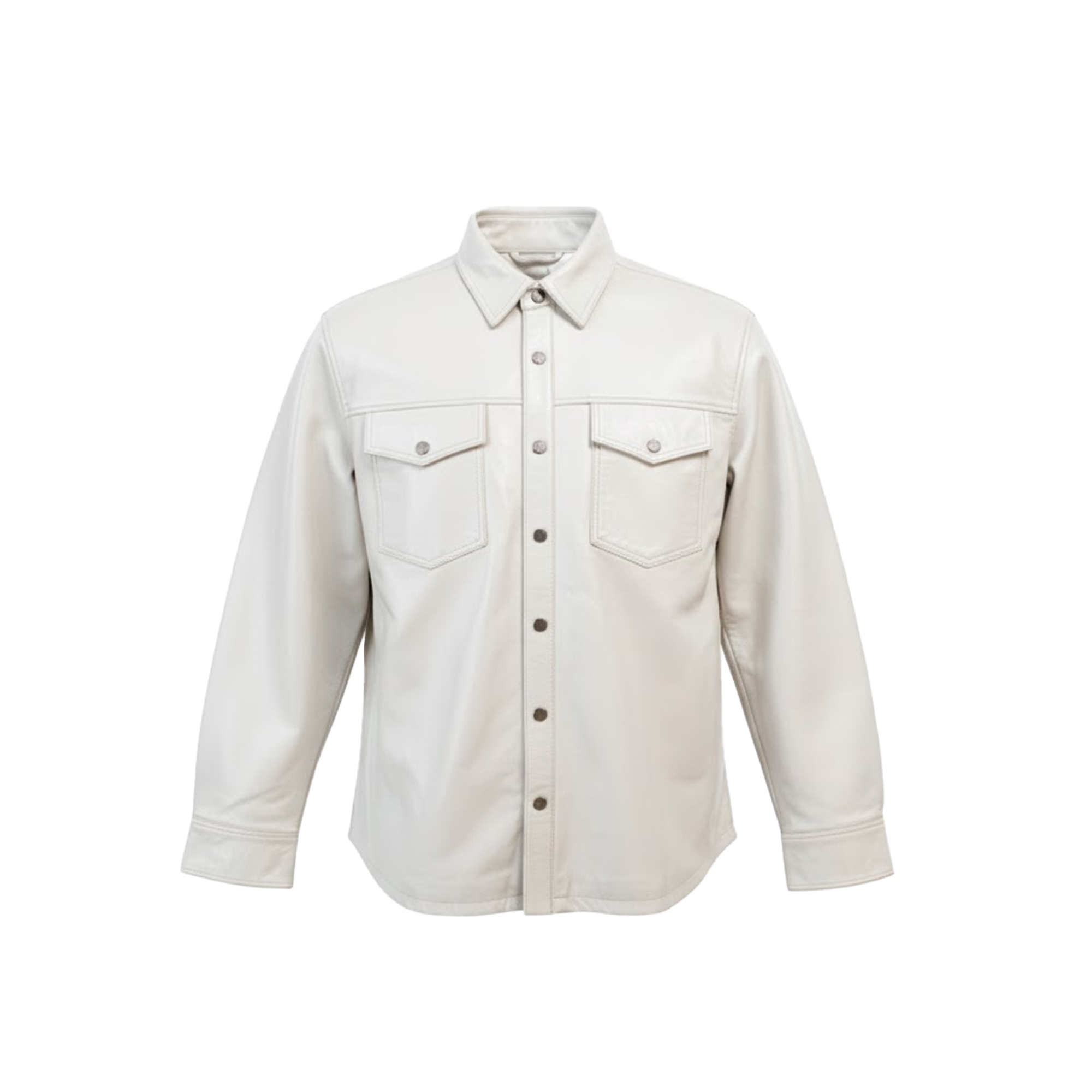 Kashani Men's White Lambskin Button-Up Shirt