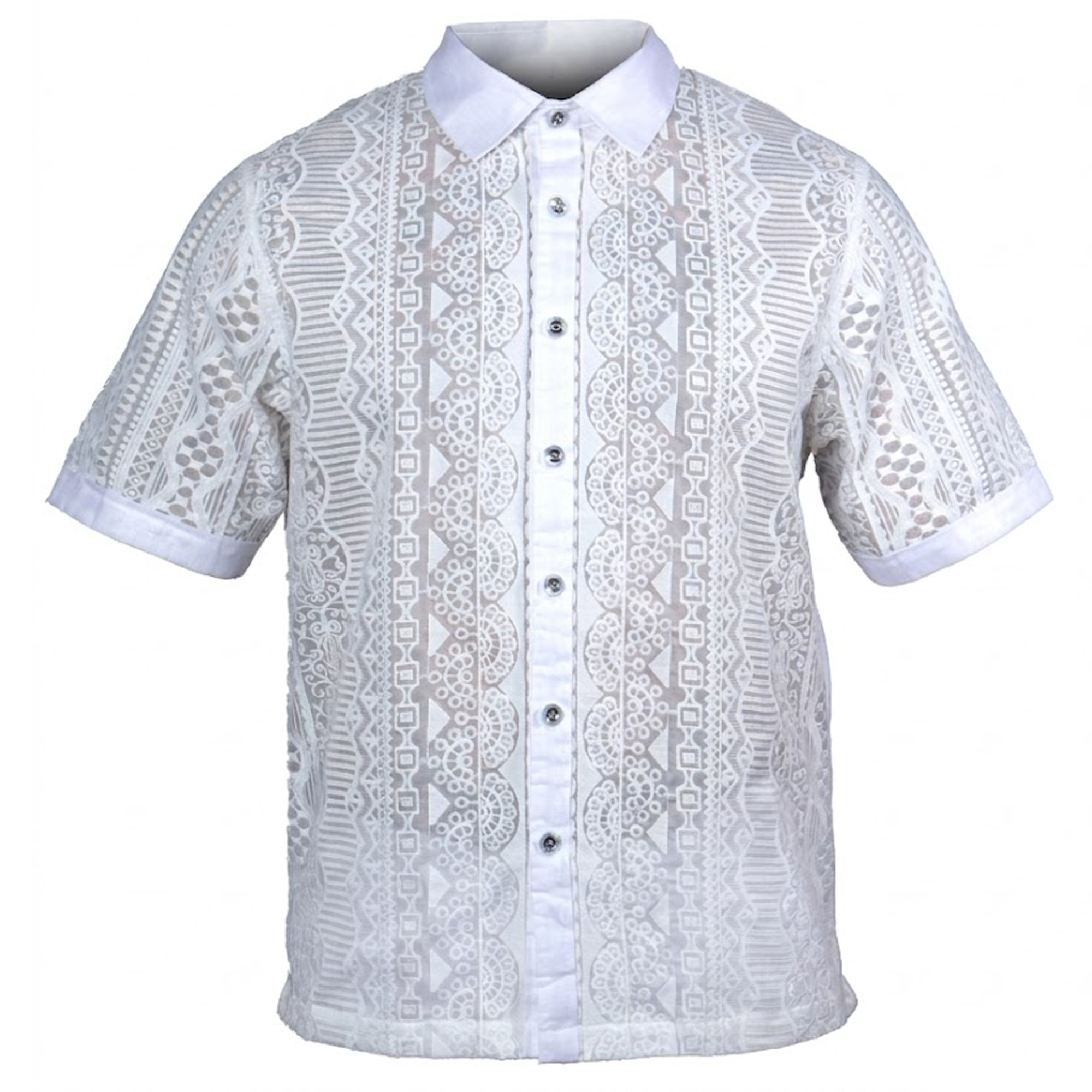 Prestige LUX-515 White Linen Lace Shirt