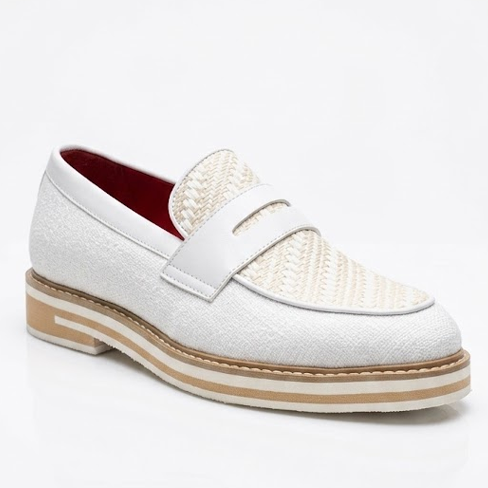 The Ashford White Sand Light Knit Loafers