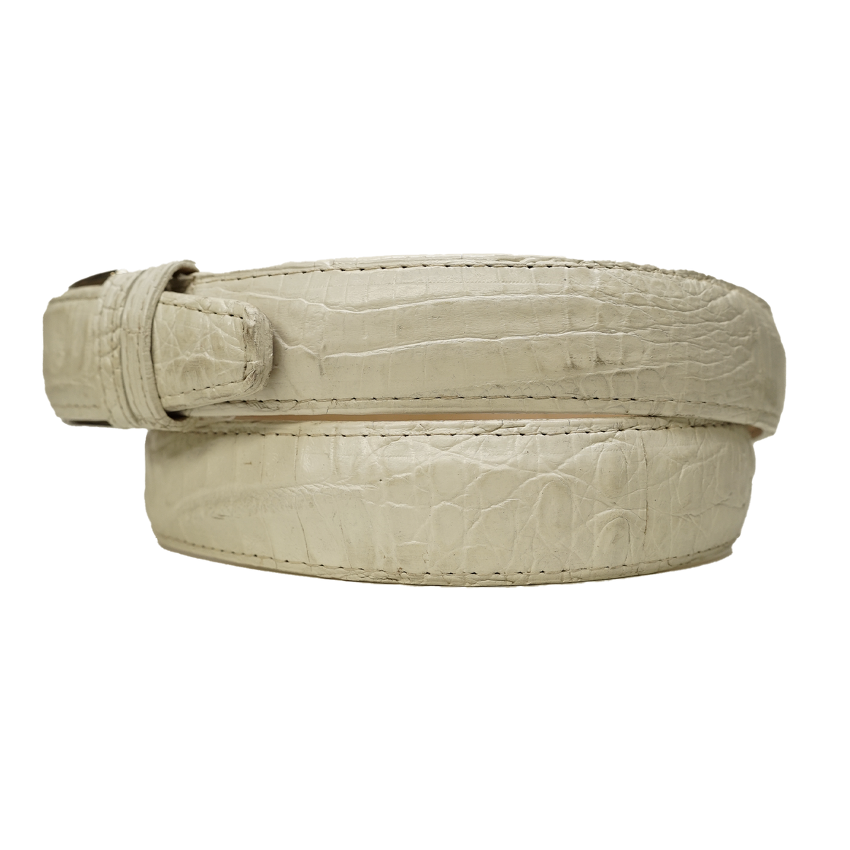Los Altos white smooth caiman crocodile belt