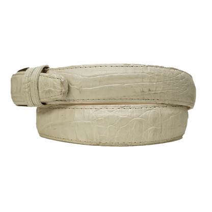 Los Altos white smooth caiman crocodile belt