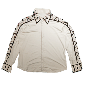 Kashani White / Black Hyper Crystal Zip Up Shirt - Dudes Boutique