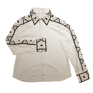 Kashani White / Black Hyper Crystal Zip Up Shirt - Dudes Boutique