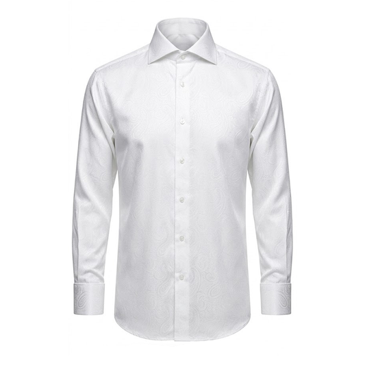 Leoni T800-4 White Paisley Button Up Shirt