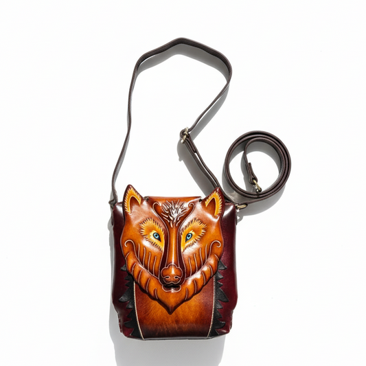 Kashani Handcrafted Leather Wolf Purse