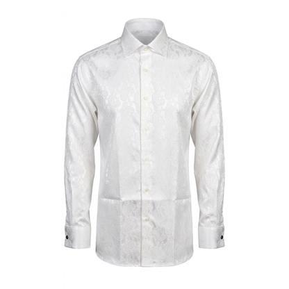 Leoni T824-1 White Paisley Button Up Shirt