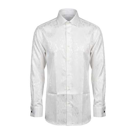 Leoni T824-1 White Paisley Button Up Shirt