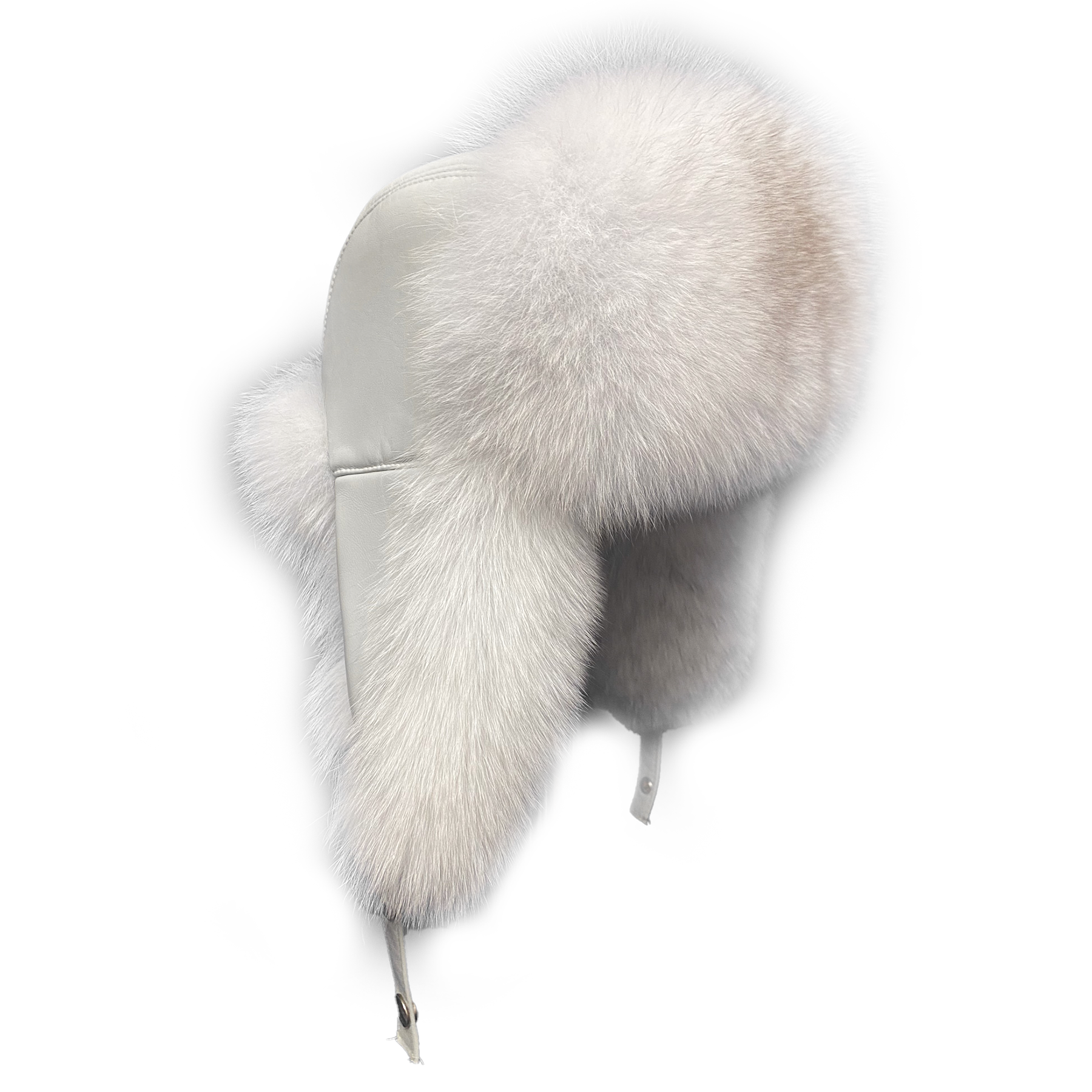 Kashani All White Fox Fur Oversized Lambskin Trapper Hat