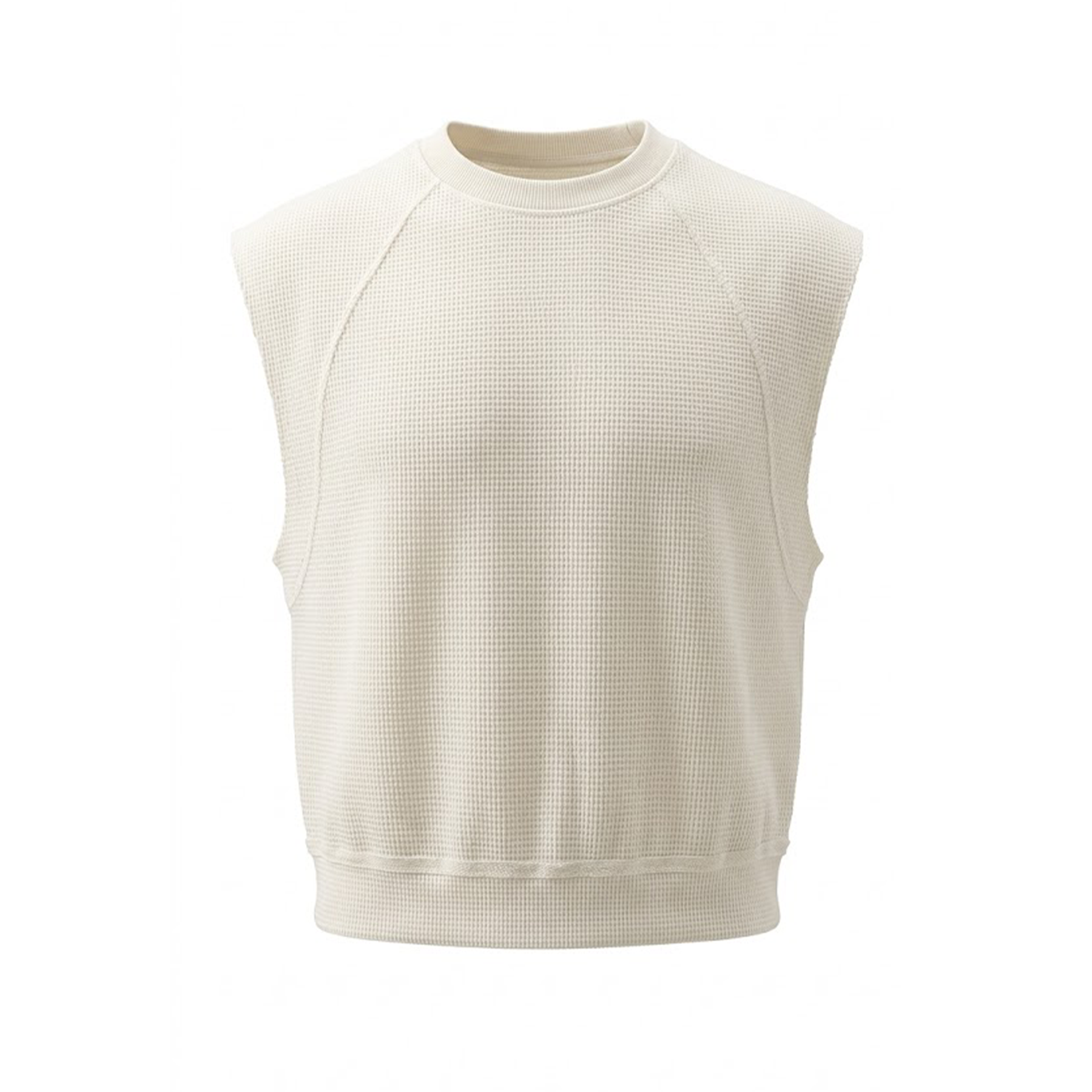Voyage Studio Men's White Sleeveless Waffle Knit Crewneck