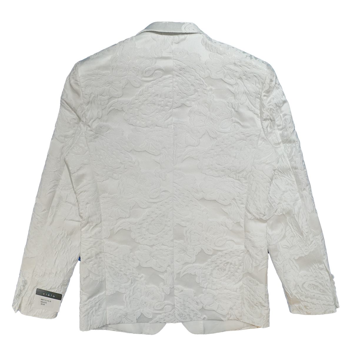 Cielo white embroidered jacquard paisley blazer