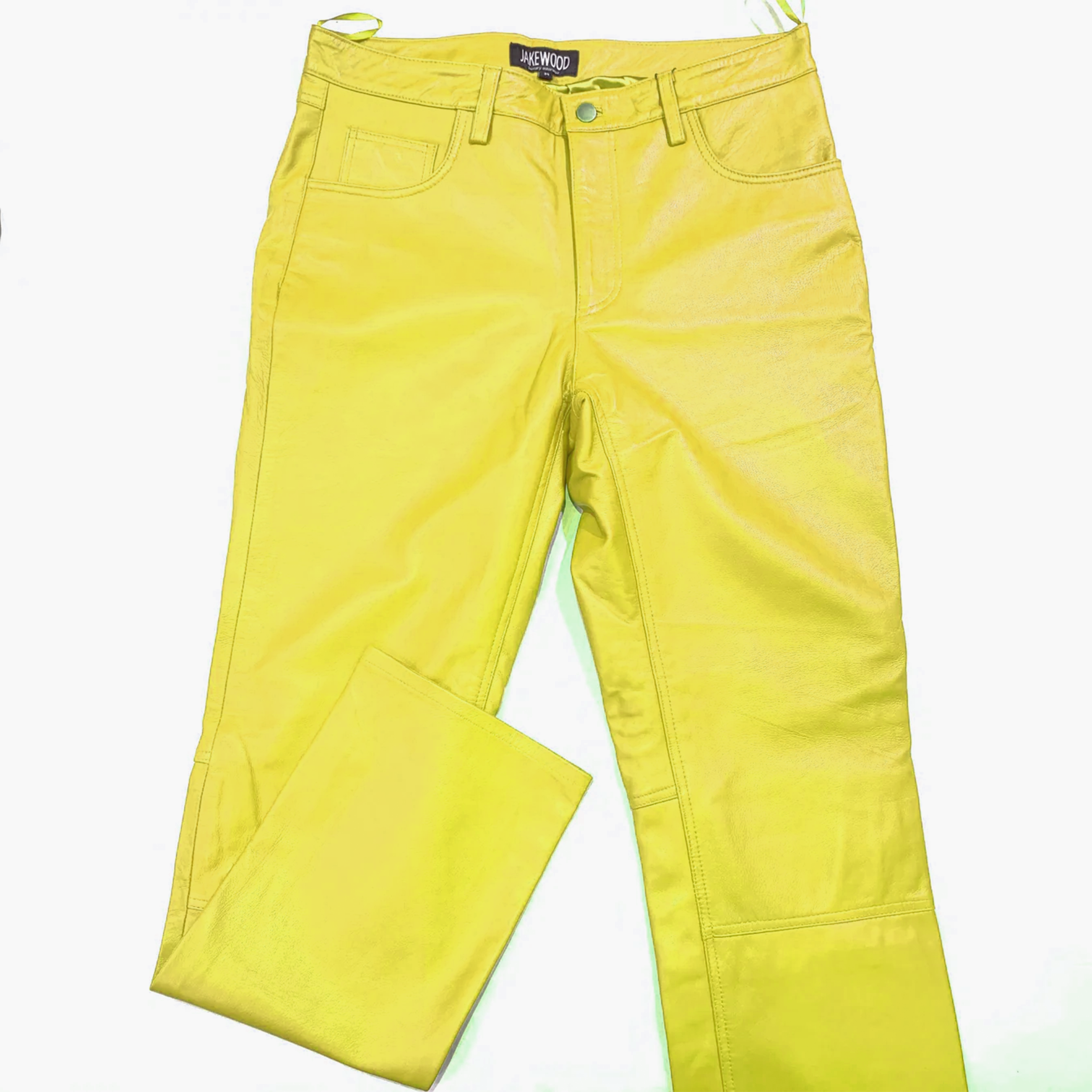 Kashani Men's Yellow Lambskin Straight Cut Leather Pants - Dudes Boutique