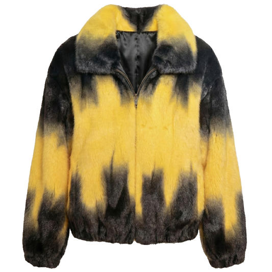 Kashani Black / Yellow Full Mink Fur Bomber Jacket