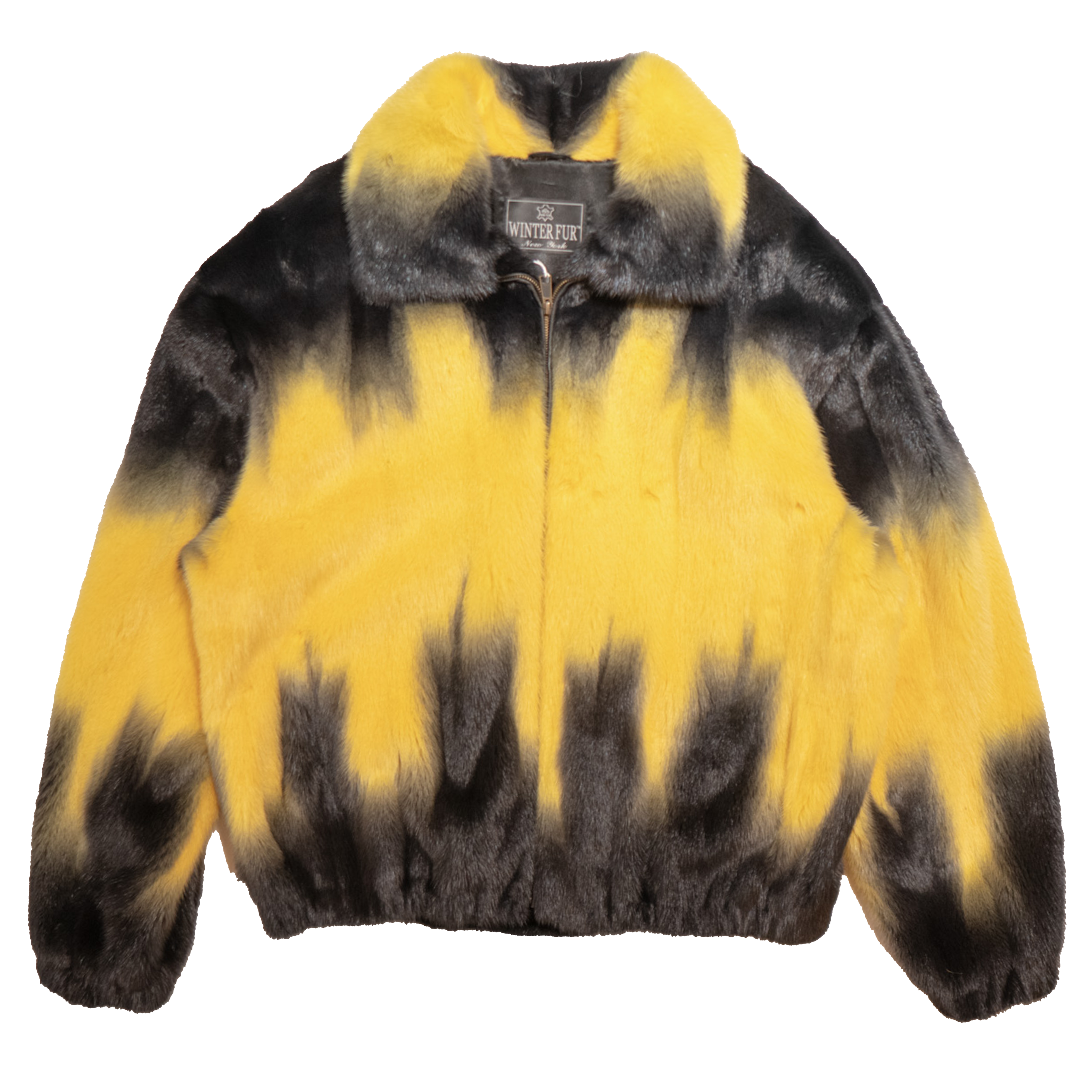 Kashani Black / Yellow Full Mink Fur Bomber Jacket - Dudes Boutique