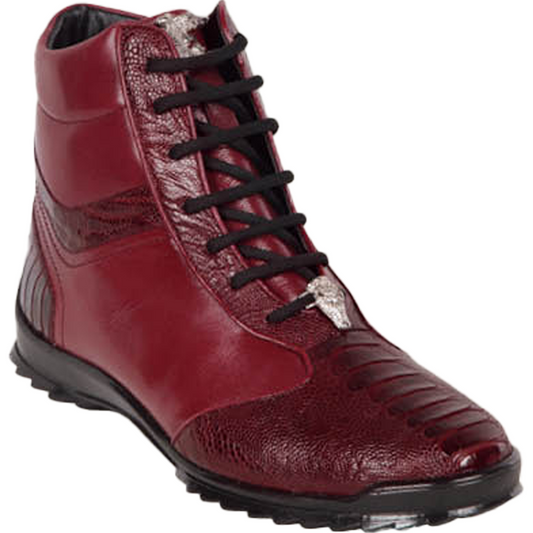 Los Altos Wine Ostrich Leg High-Top Sneakers - Dudes Boutique