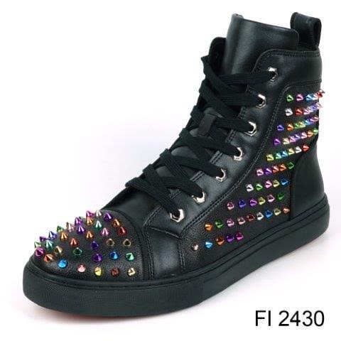 Fiesso Multicolor Spike Leather High-top Sneakers - Dudes Boutique