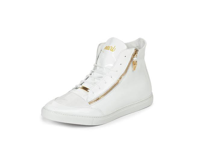 Mauri - M766 White Patent Leather Baby Crocodile Sneakers - Dudes Boutique